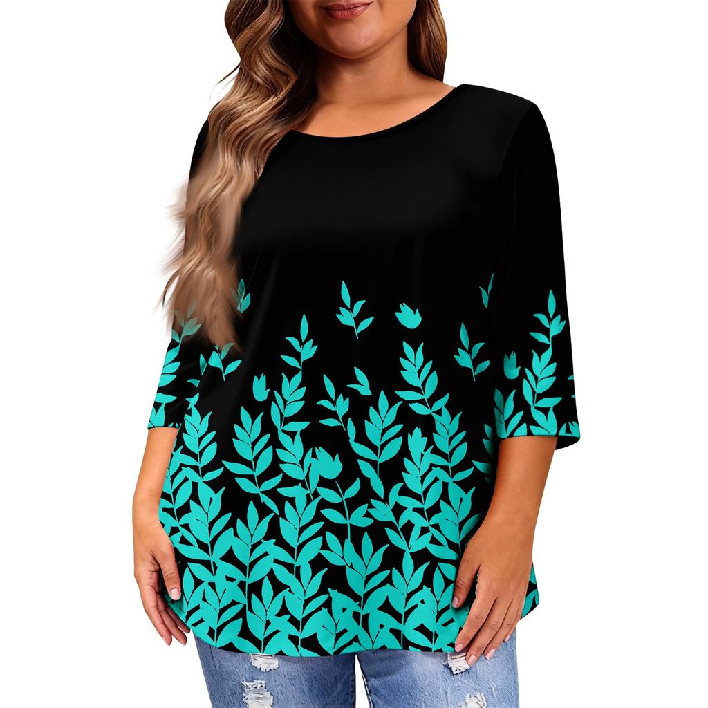 Women's Fashion Casual Round  Neck 3/4 Sleeve Oversized Top
