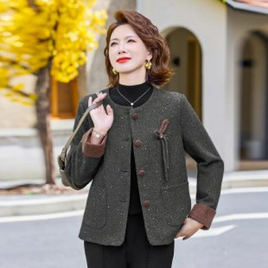

Mom s 2026 Elegant Chinese Style Jacket for Middle-Aged Women - Perfect for Spring and Autumn 2XL темно-сірий