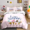 Hello Summer Ice Cream Design Bedding Duvet Cover Set Duvet Cover Pillowcases  (1*Duvet Cover 2*Pillowcases, Without Duvet Insert)