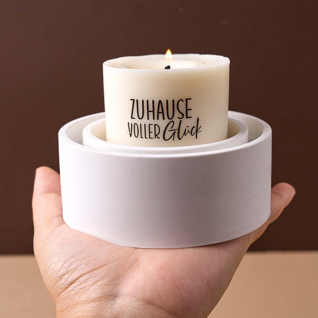 Round Candle Holder Silicone Mold DIY Candles Windproof Candlestick Base Casting Molds Plaster Resin Craft Making Home Decor