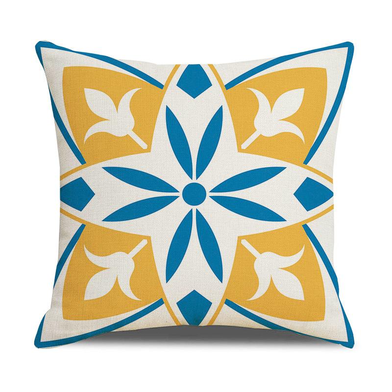 Nordic Yellow Ethnic Style Geometric Linen Cotton Linen Cushion Cover Sofa Car Interior Decoration Bedside Backrest Pillow Ins