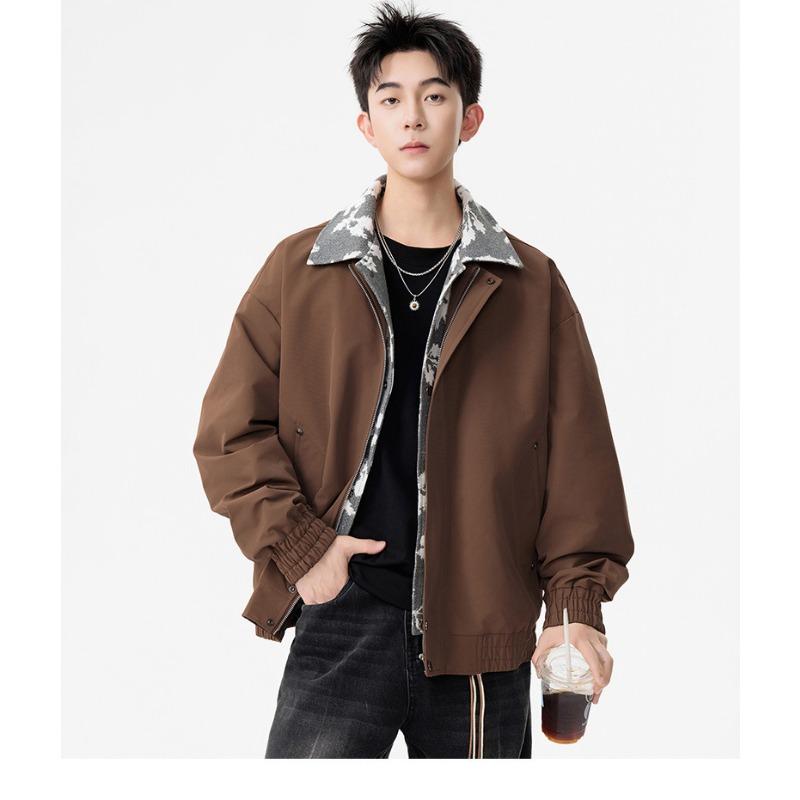 Mens Casual Windproof Long Sleeve Loose Fit Jacket