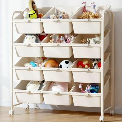 Children's Multi-layer Toy Storage Rack - Movable Shelving Unit for Living Room or Kindergarten.