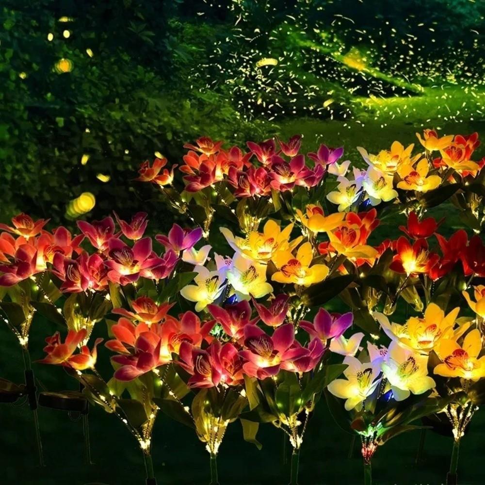 Orchid Design Solar Orchid Ground Light LED Light Holiday Garden Lamp Wedding Party
