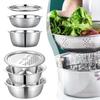 3 In 1 Multifunctional Steel Basin With Grater Washing Bowl Grater Strainer Slicer Ve L3K3