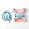 Pet Reflective Harness + Leash (M) (Pink + Sky)