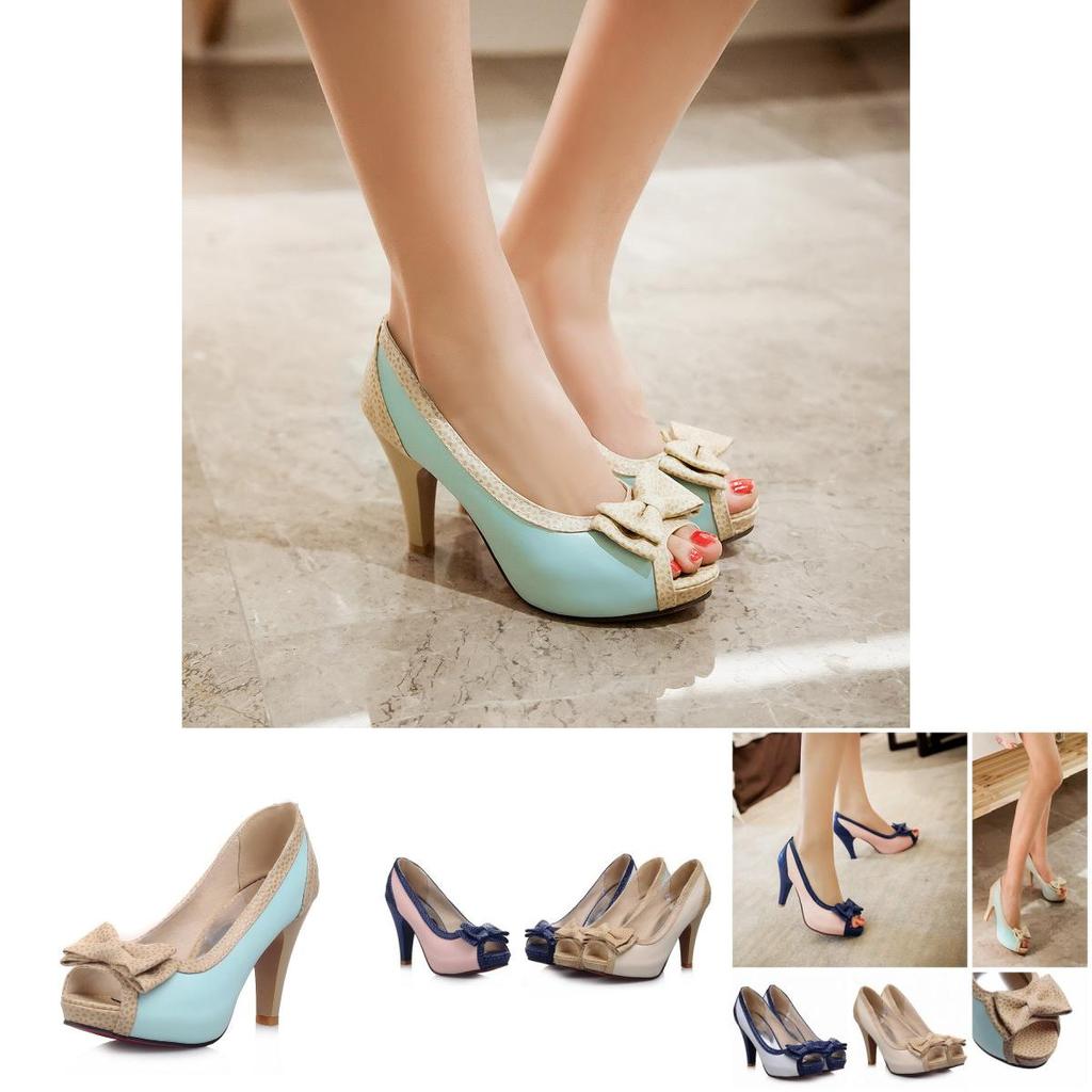 Elegant New Fashion Women's Heels With Bowknot Peep Toe For Princess Lolita Look Size 35-43