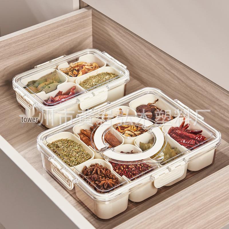 Divided Airtight Spice & Ingredient Storage Container with Lids