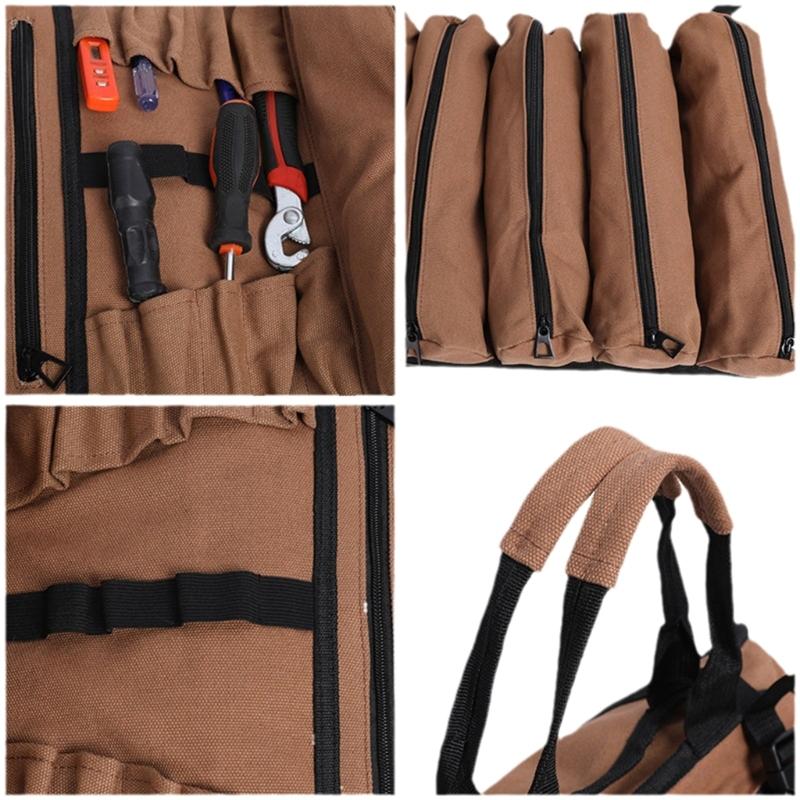 Versatile Tool Storage Bag with Large Capacity &Multiple Compartments Roll UP Tool Bag for Home Maintenance and Repair