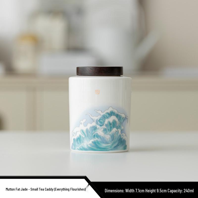 Sheep Fat Jade Kung Fu Tea Set: Gaiwan, Tea Filter, Gong Dao Bei, & Tea Cup