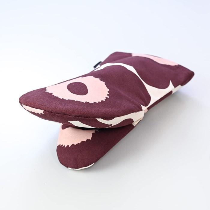 Marimekko Mittens 2022FALL Pieni Unikko Pot Holder Burgundy 71764 832 Pink / Burgundy 31.5cm X 15.5cm