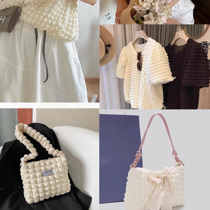 0.5m/1m/2m Soft Elastic Bubble Plaid Fabric Waffle Cloth for Sewing Sofa Cushion Cover Bag Dress Bedding DIY Clothing Fabric