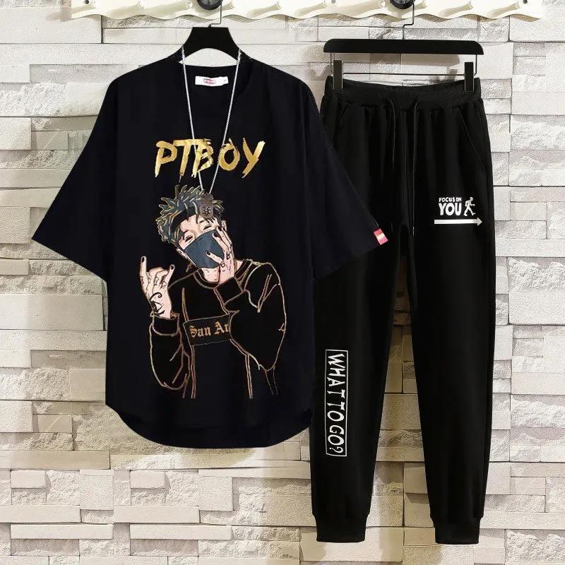 Abito a maniche corte da uomo Tuta sportiva estiva per il tempo libero  T-shirt + Pantaloni Tuta a due pezzi acquista in modo economico —  spedizione gratuita, recensioni reali con foto — Joom