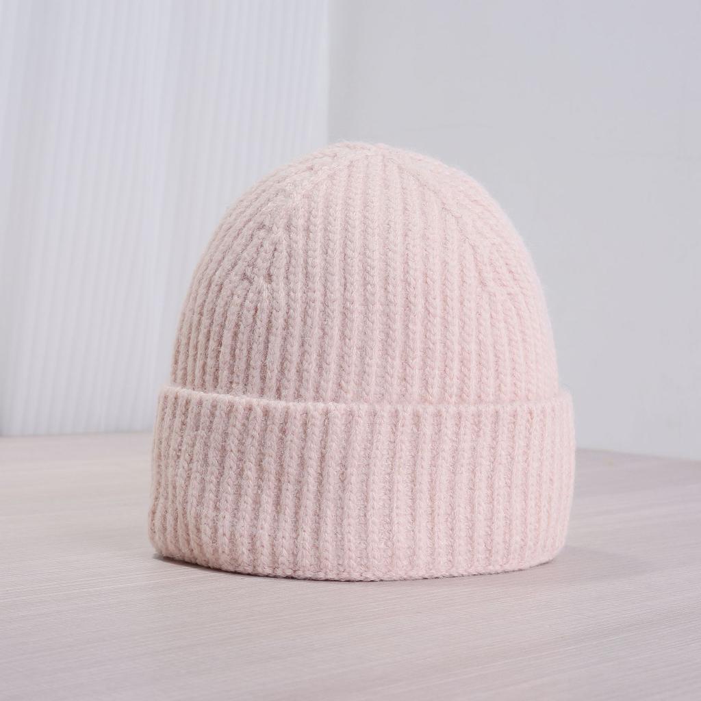 Wool blended light board knitted hat fashionable versatile solid color dome hat ins girls face small casual hat