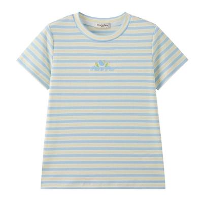 PawinPaw Girls' Cartoon Bear Striped Short Sleeve T-Shirt