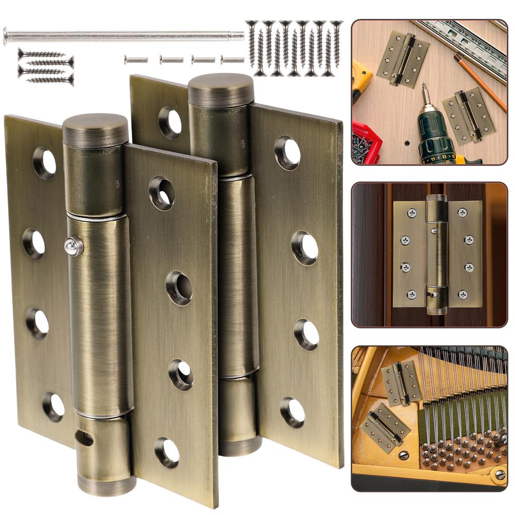 2Pcs Self Closing Hinges for Doors Heavy Duty Spring Hinge Auto Close Mechanism for Wood Screen Doors Basement Bathroom Cabinet