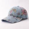 Autumn New National Tide Style Denim Baseball Cap Women's European and American Fashion Flower Pure Cotton Washed Cap