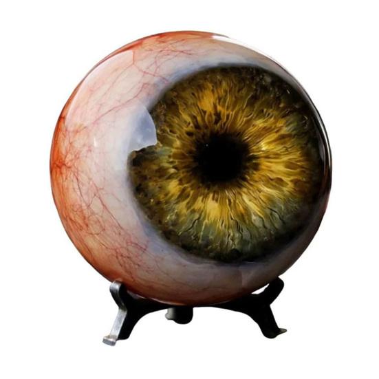 Realistic Gothic Eyeball Ornament Lifelike Horror 3D Eye Sculpture with Stand for Halloween Party Desk Shelf Home Decor 1pc жёлтый