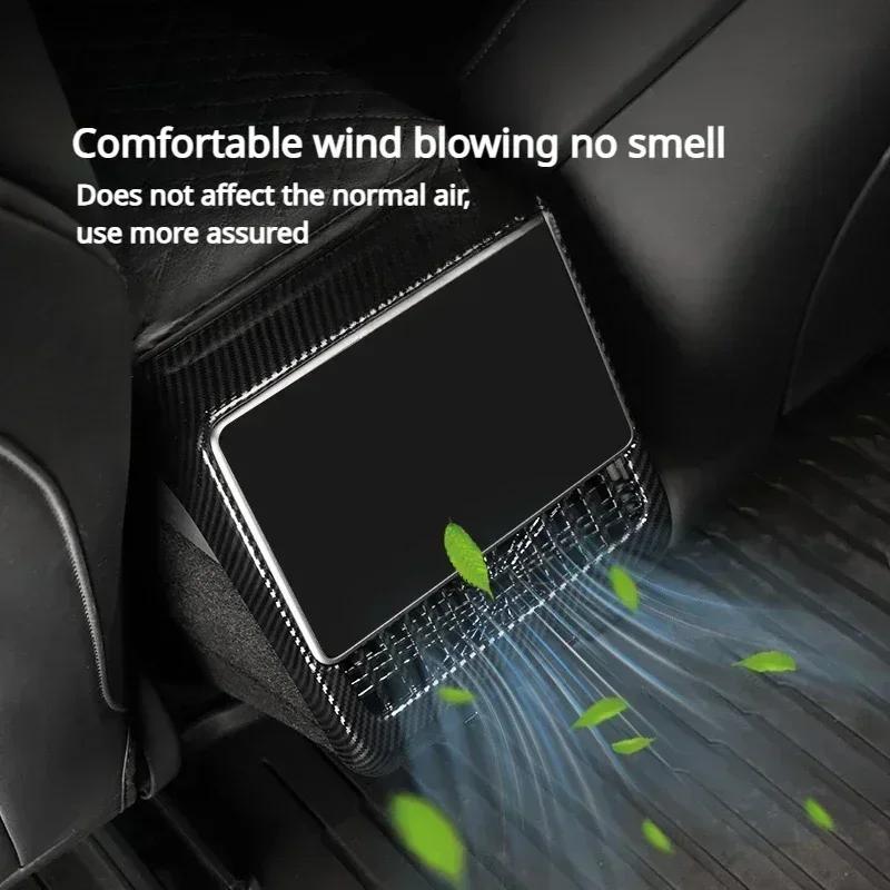 Rear Air Outlet Cover for Tesla Model 3+/Model Y Juniper Exhaust Vent PLAID Style Dustproof Protective Patch Car Accessories