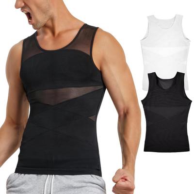 Men's Slimming Tank Top Compression Tummy Control Undershirt Body Shaper Breathable Sleeveless Sweatshirt for Summer Sports Travel