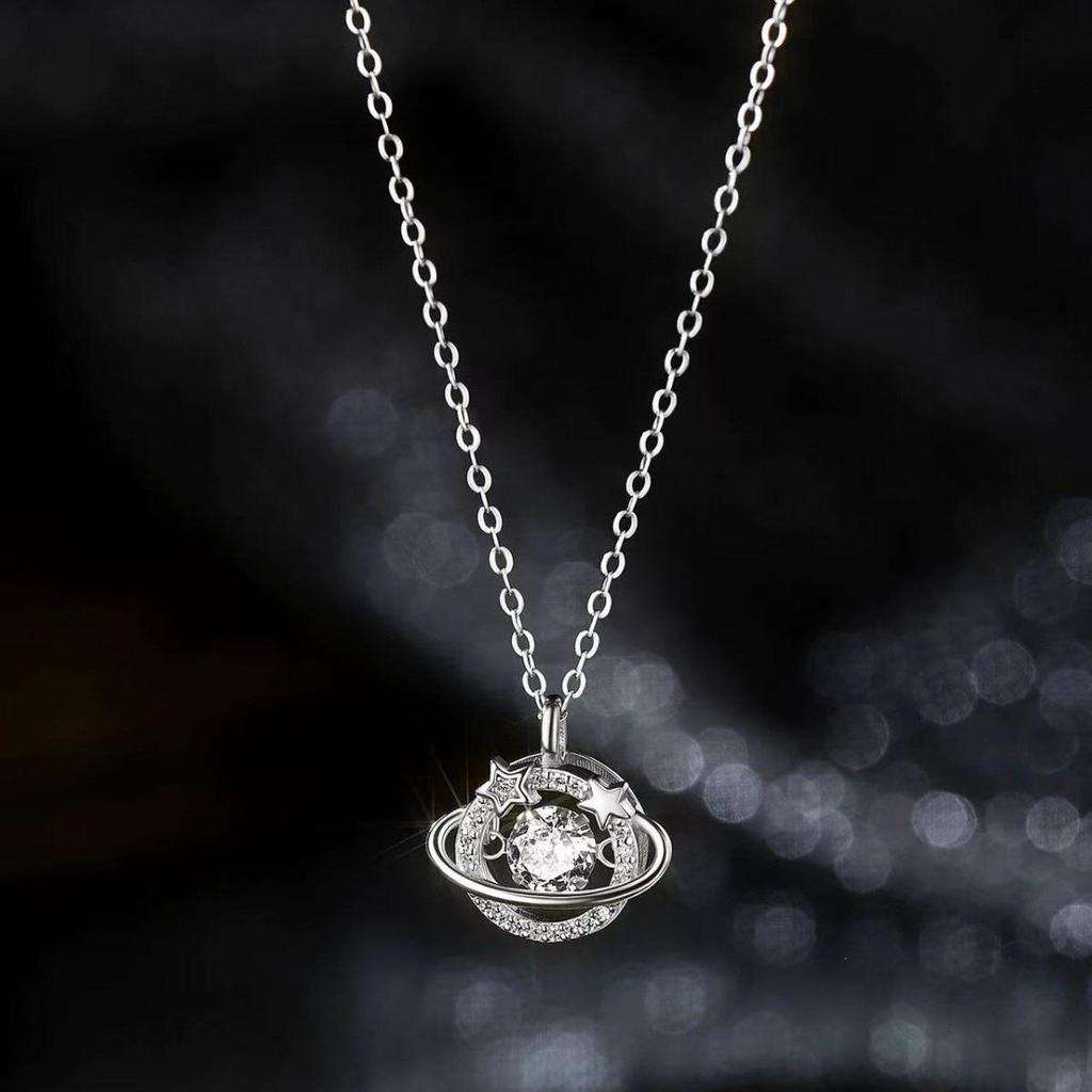 925 Sterling Silver Women's Luxury Planet Necklace - Modern Clavicle Chain, New for 2025