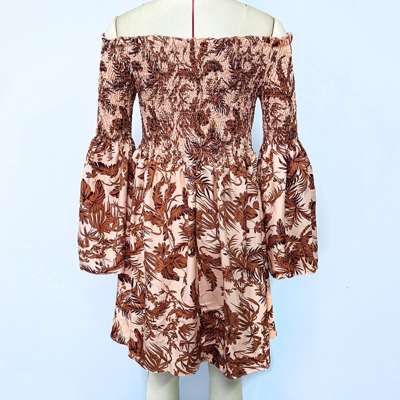 Летние повседневные платья с открытыми плечами для женщин Платье с цветочным принтом — фото 11