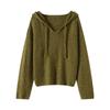 Autumn And Winter New Worsted Wool Hooded Knitted Sweater Long-Sleeved Women'S Solid Color Loose Pullover Bottoming Shirt Top