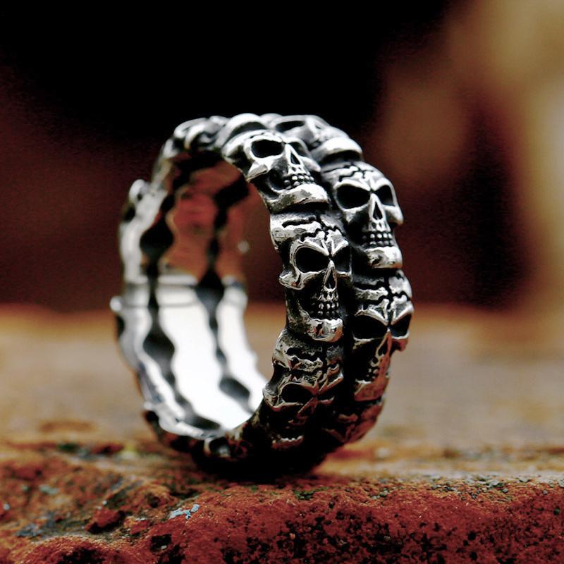 Vintage Gothic Skull Rings for Men Women Punk Hip Hop Party Skull Stainless Steel Ring Fashion Jewelry Gift Wholesale Size 7-13