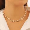 Collana con Stella Marina Boema e Perle Finte Leggera Ipoallergenica da Donna con Ciondolo a Conchiglia Catena Dorata Gioiello da Collo per Spiaggia Oceanica