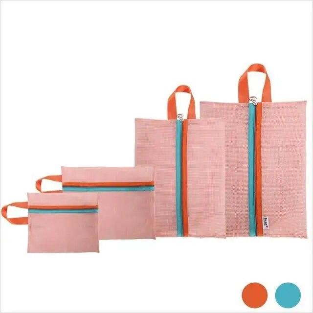 

4 шт. Новая сетчатая дышащая сумка для хранения туалетных принадлежностей, сумка для ручной клади, багаж большой вместимости, водонепроницаемая сетка, набор из четырех предметов для хранения