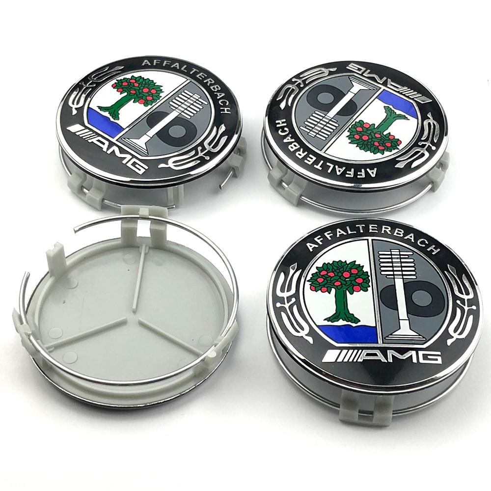 MEA4 4PCS 75MM Car Wheel Center Hub Caps For Mercedes Benz AMG W203 W206 W220 W205 W211 W212 GLA GLC CLA A Emblem Tire Rim Covers