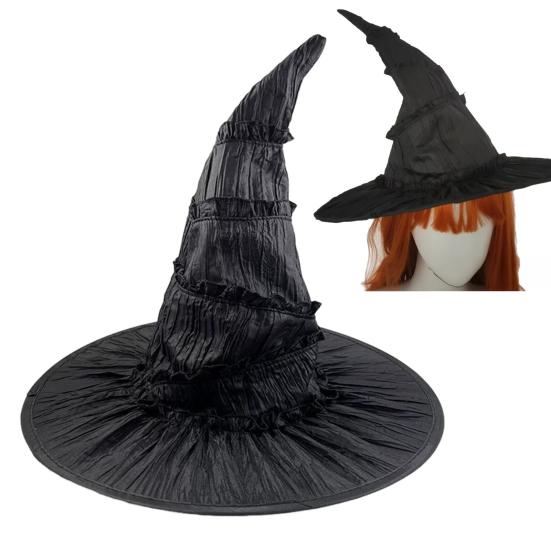 Halloween Witch Hat for Women Wide Brim Black Witch Hat Party Cosplay Accessories for Halloween Masquerade Carnivals