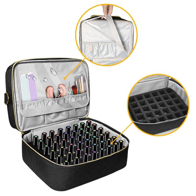60 Bottles Nail Polish Storage Bag Essential Oil Bag Portable Cosmetic Make Up Nail Art Care Kit Nail Care Tool Storage Box ins