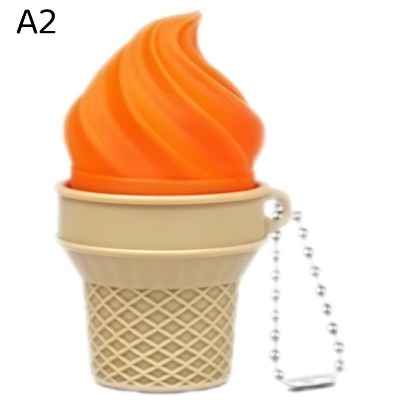 Anti-Stress Ice Cream Cone Keychain 1Pcs Soft Calming Finger Button Fidget Toy for Office Workers Anxiety Relief