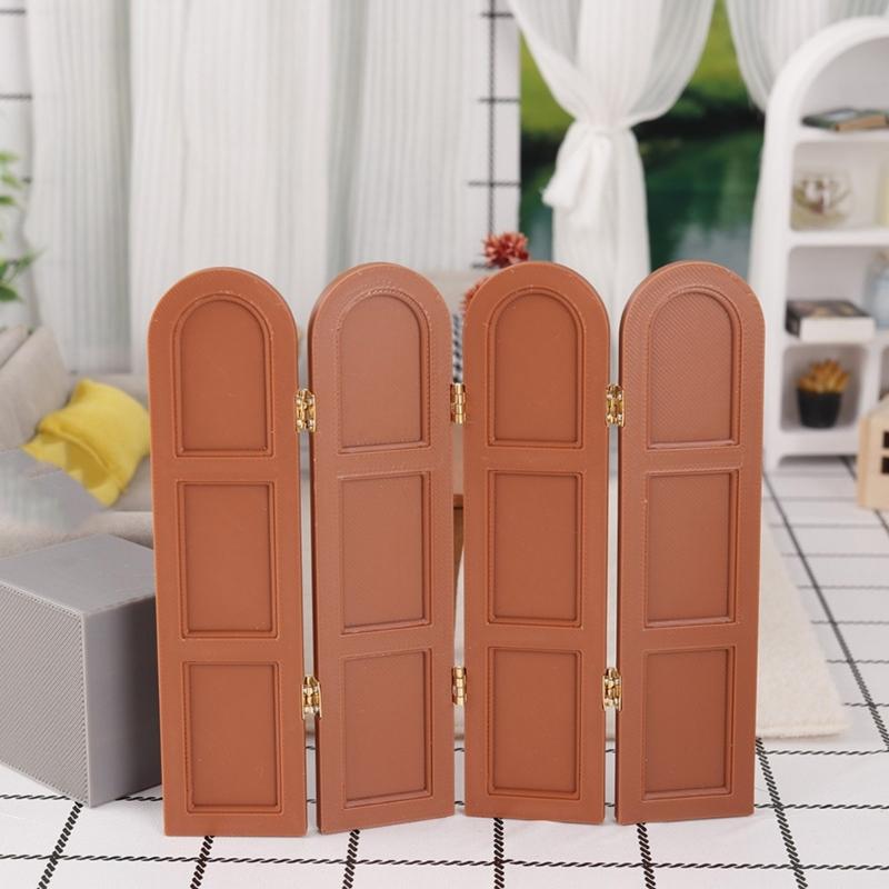 1:12 Scale Furniture Miniature Folding Screen Room Divider For Doll House With Hinged Panels And Simulation Design