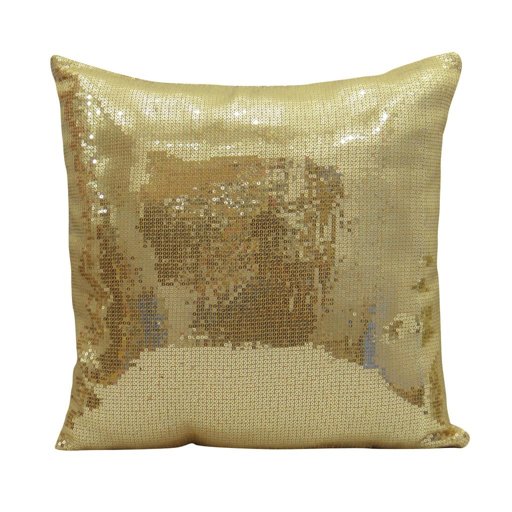 Yuga Decorative Shiny Beige Sequin Glitter Pillow Cover Throw Metallic Cushion Case 12 X 12