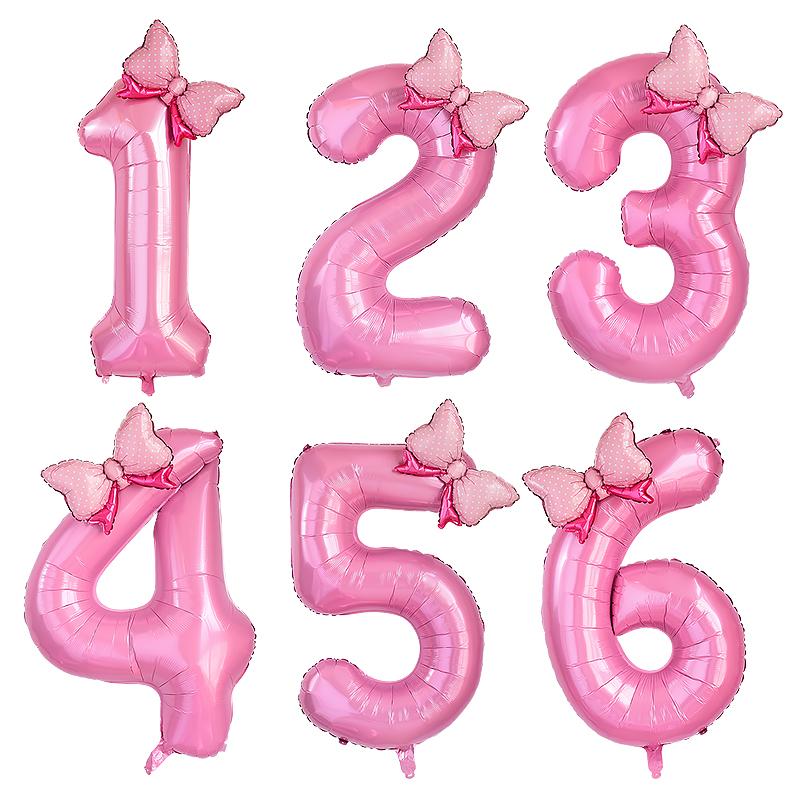 2 szt. Różowy balon foliowy z cyfrą 40 cali z uroczymi balonami w kształcie kokardki Dla Dzieci Dziewczynki Pierwsze Urodziny Dekoracje Upominki Artykuły