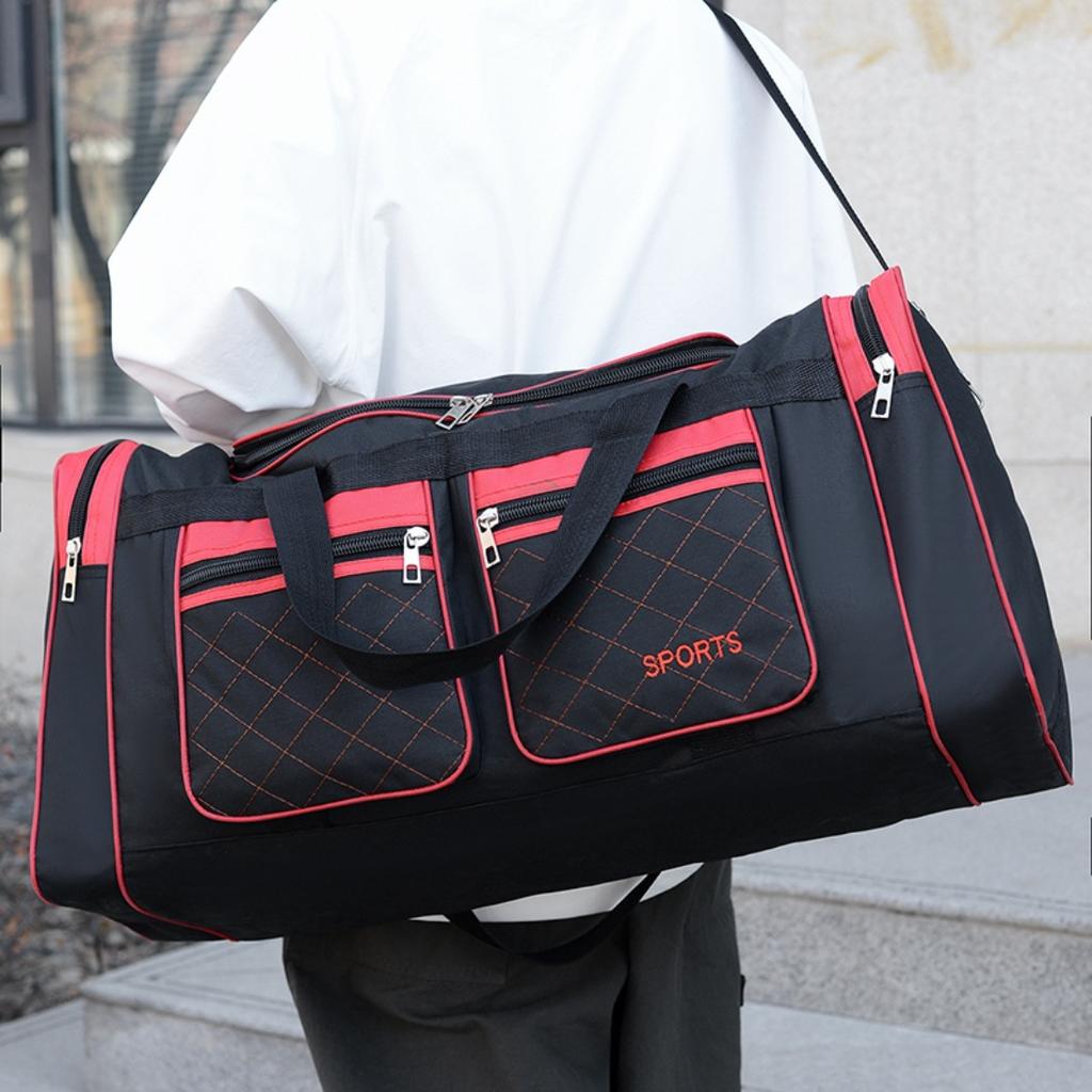 Foldable Travel Bag, Multi Pocket Sports Duffle Bag, Lightweight Foldable Luggage Handbag For Outdoor Sports, Travel And Daily Storage