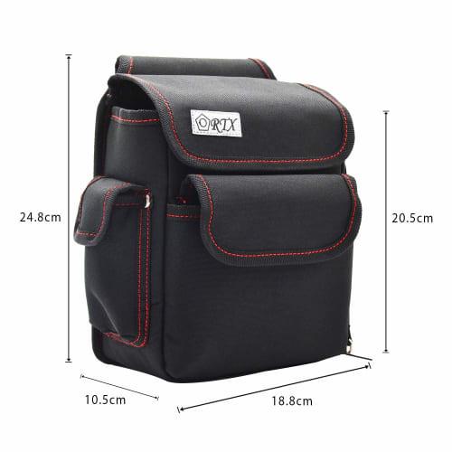 Electrician's Waist Bag, Nail Bag with Lid, Tool Holder, Two-Tier, with Tape Hook