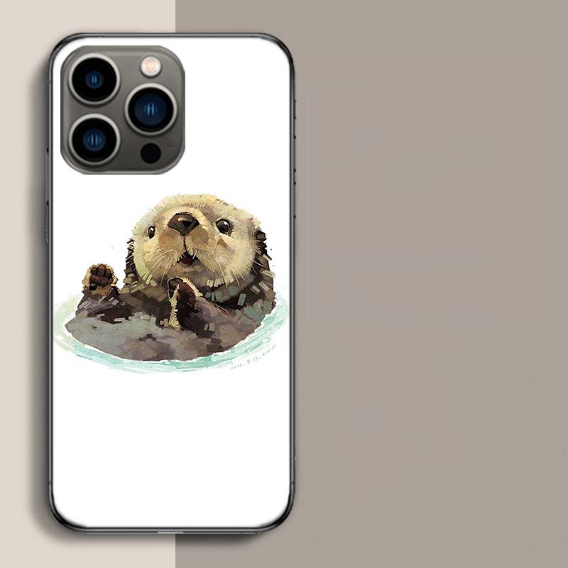 

Lovely Otter Who Loves Clean Food Phone Case For Apple Iphone 16E 16 17 Pro Max Air 15 Pro 14 Plus 12 13 Mini Cover Cute iPhone 12 (12 Pro)