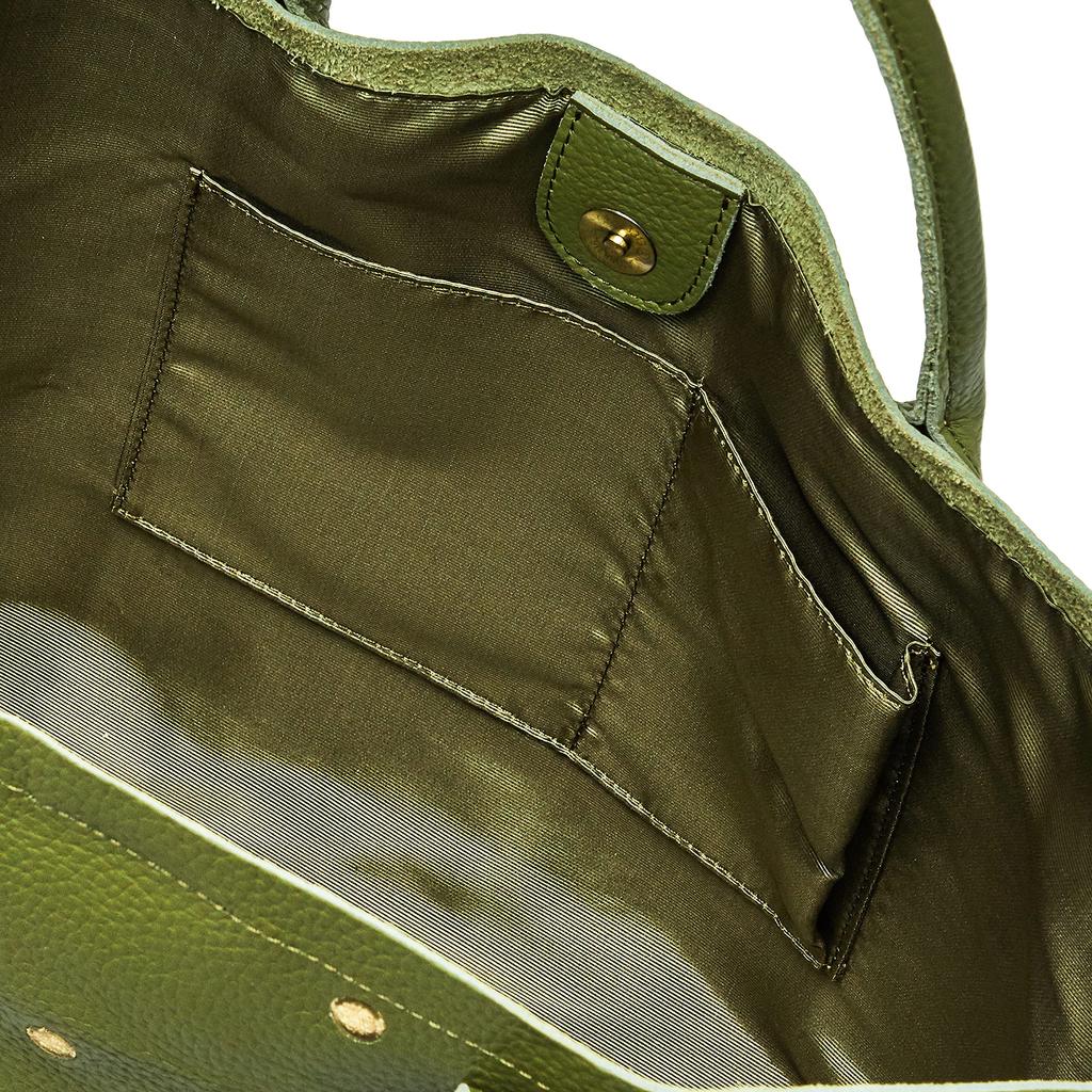 Cowhide dot embroidery tote bag OL [Perke] 08-00-07470 Women's