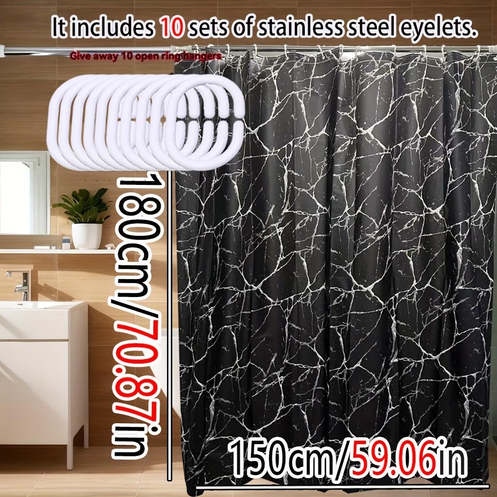 Waterproof Black Marble Print Shower Curtain Anti Mold Bath Liner Contemporary Bathroom Accessories Elegant Interior Design