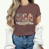 Causal 250th Anniversary Floral USA T-Shirt Women Retro Patriotic Rose Daisy Flowers Tee Fashion Independence Day 2026 Shirt