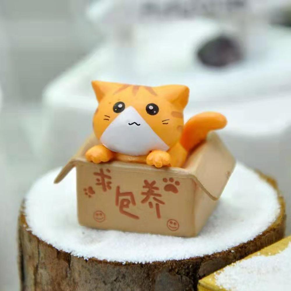 1/4 Pcs Kawaii Mini Cat Ornament Garden Kitten Statue Gift for Kids Children Baby Room Decoration Toy Miniature Figurines Home D