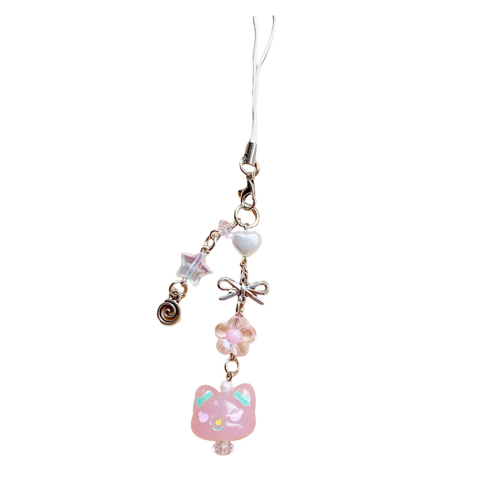 

Естетичні ланцюжки для телефонів у формі серця з шнурком для шнурка для сумочки, модні ювелірні вироби-ключі для модних аксесуарів T2 рожевий