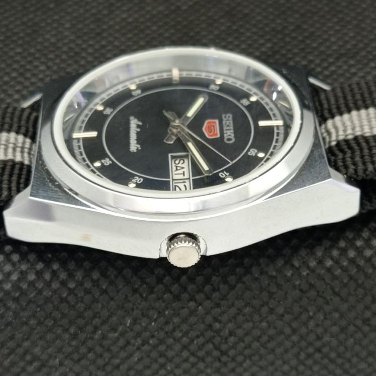 REFURBISHED VINTAGE SEIKO 5 AUTO 6309A JAPAN MENS D/D BLACK WATCH 593c-a314856-9 SKU593c-a314856