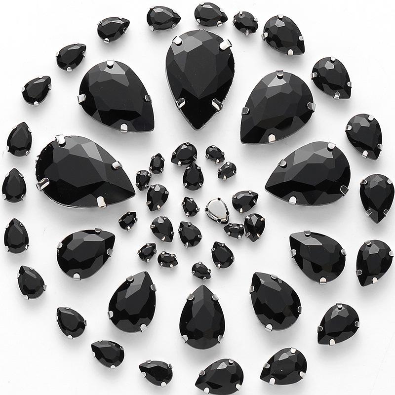 50pcs Hand-Sewn Water Drop Rhinestones: Colored Crystal Glass for DIY Wedding Dress and Clothing Accessories
