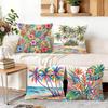 Tropische Hibiskusblüten Palmen Kissen Kissenbezug Polyester Kissenbezug Dekokissen Kissenbezug Haus Auto Sofa Dekor