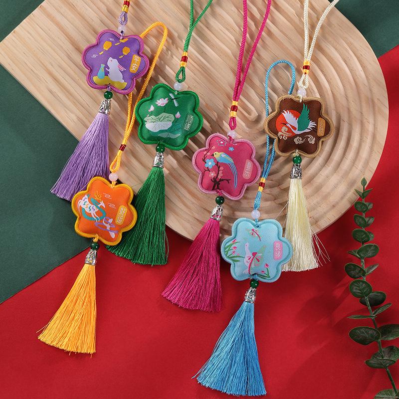 Chinese Brocade Tassel Sachet: New Year Charm Pendant with Ancient Style Scent