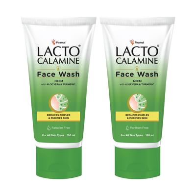 Neem Face Wash With Aloe Vera Turmeric 150ml Pack of 2 For Pimples & Oil Control